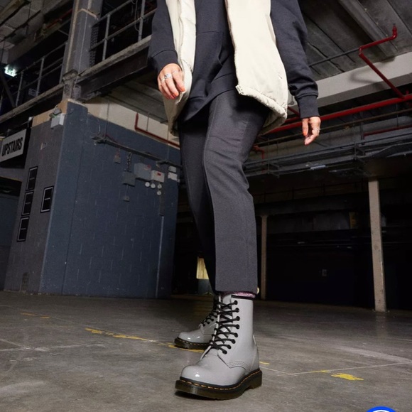 Dr. Martens | Shoes | Dr Martens 46 Zinc Grey Lace 8 Eye Boots Patent ...